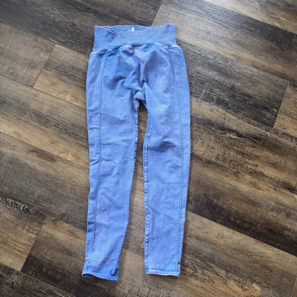 Free People Movement Legging Sz Small 7/8 Good Karma Denim Blue